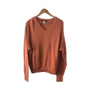 Peruvian Connection 100% Alpaca V-Neck Sweater Salmon Pink Flaw Size Large